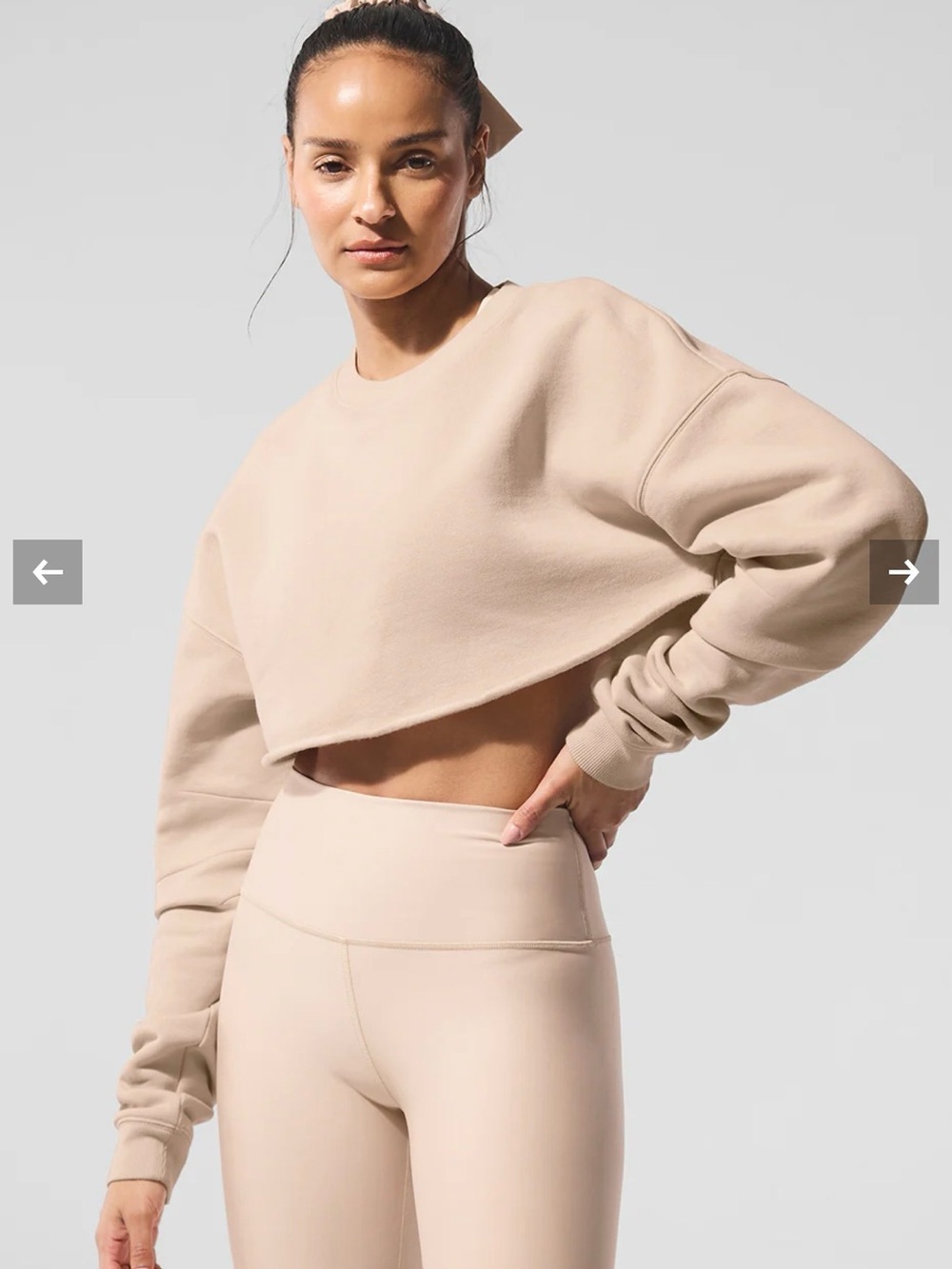 ALO Yoga Extreme Cropped Pullover Macadamia/Light Beige Size XS